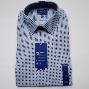 Apt.9 men's long sleeve button up blue dot premier flex dress shirt 15 1/2 NWT